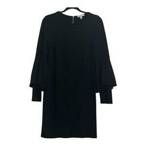 BNWOT Halston Black Bell Sleeve Shift Dress Size M Minimalist Elegant Cocktail